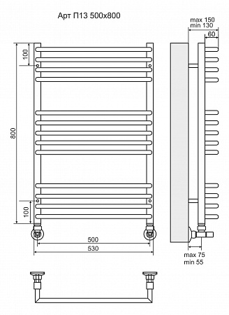 Арт П13 500х800 Полотенцесушитель TERMINUS Анапа - фото 3 Арт П13 500х800 Полотенцесушитель TERMINUS Анапа - фото 3