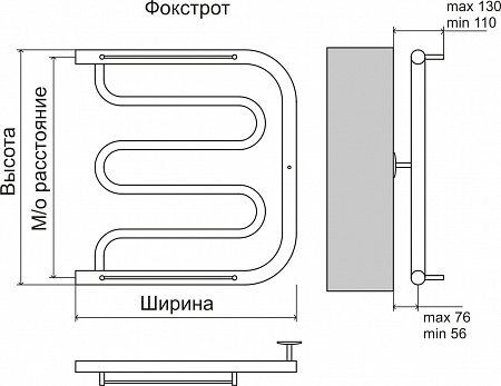 Фокстрот AISI 32х2 600х600 Полотенцесушитель  TERMINUS Анапа - фото 3