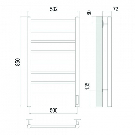 Аврора П8 500х850 Электро Полотенцесушитель TERMINUS Золото Анапа - фото 4 Аврора П8 500х850 Электро Полотенцесушитель TERMINUS Золото Анапа - фото 4