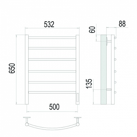 Классик П6 500х650 Электро (quick touch) Полотенцесушитель TERMINUS Сатин Анапа - фото 4