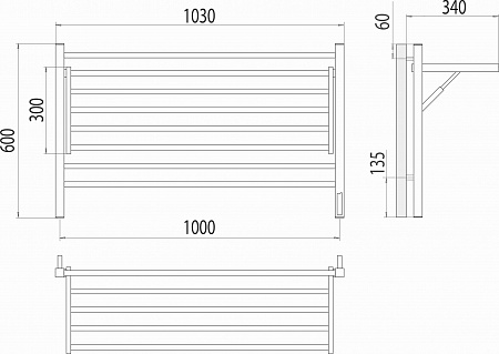 Горизонт П8 1000х600 электро КС ЧЕРНЫЙ МУАР (sensor quick touch) Полотенцесушитель TERMINUS Анапа - фото 5
